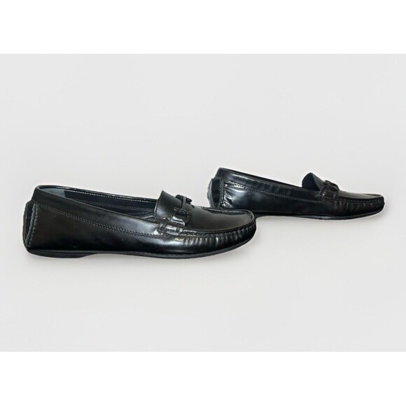 SALVATORE FERRAGAMO Black Patent Leather Horsebit Driving Loafers Women's 7.5 2A - Picture 4 of 13